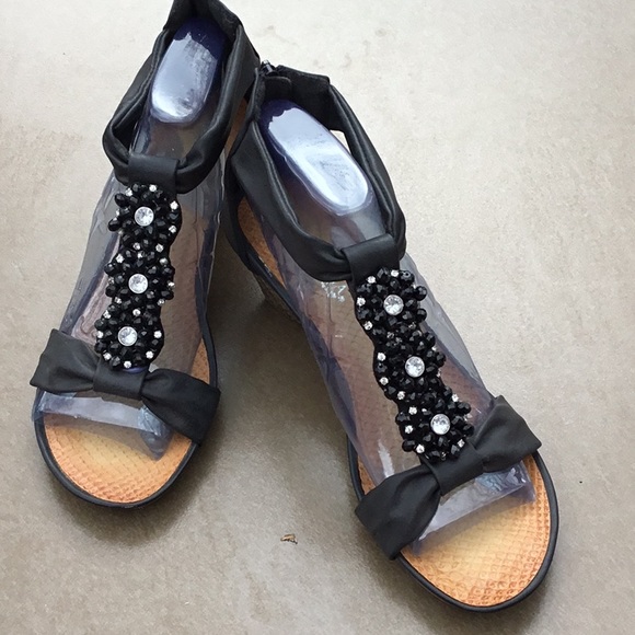 Patrizia Pepe Shoes - Patrrizia leather wedge sandal with beaded accents